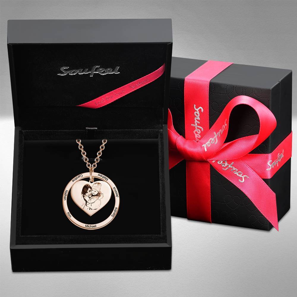 Engraved Love Pendant - Personalized Engraved Necklace Heart In Round Pendant
