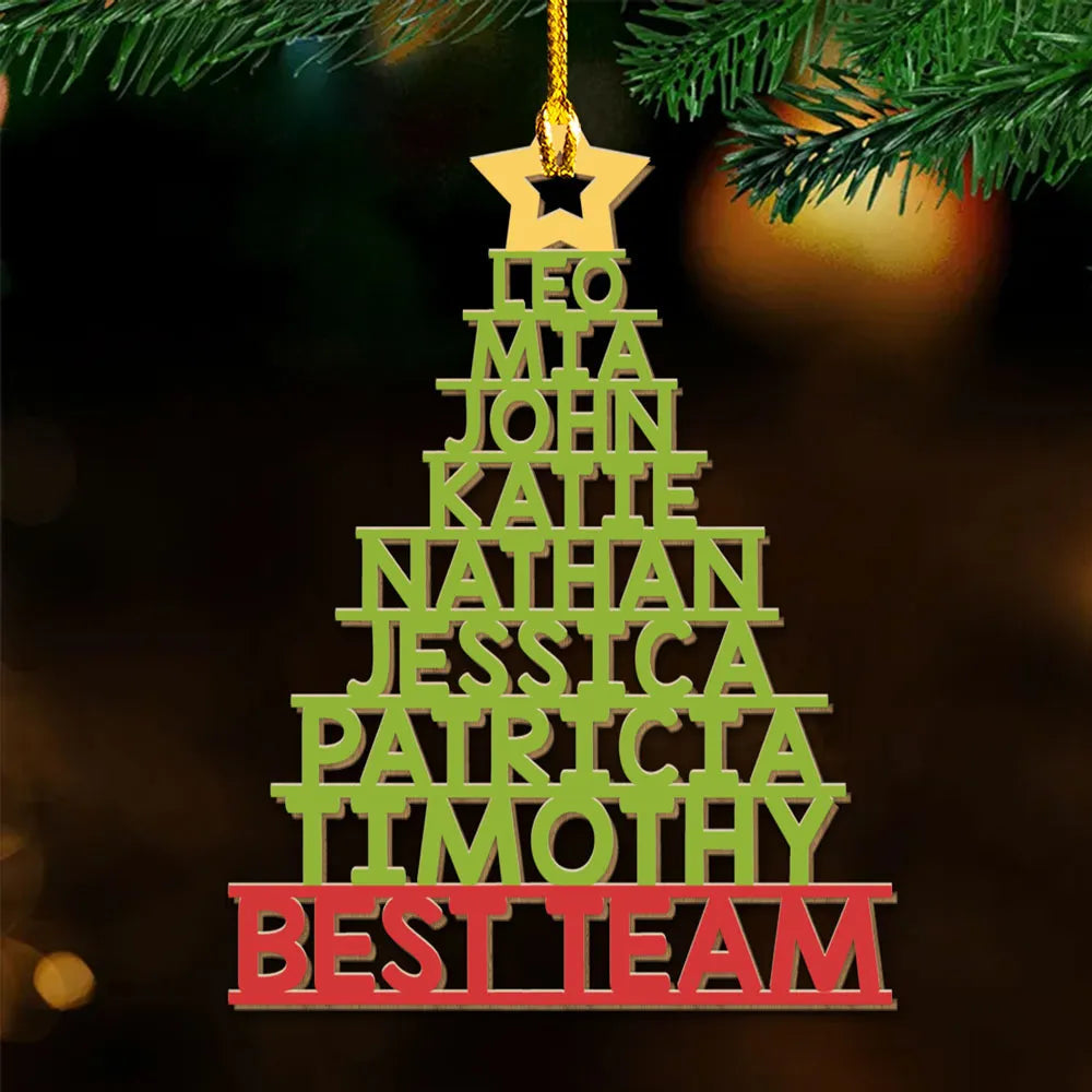 Personalized Acrylic Ornament Christmas Tree With Team Names, Festive Office Decor & Unique Holiday Gift