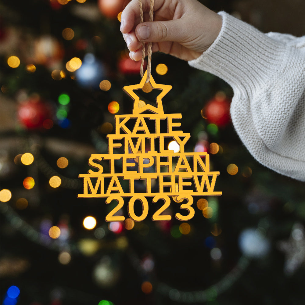 Any Name Christmas Tree - Personalized Family Any Name Christmas Tree Ornament
