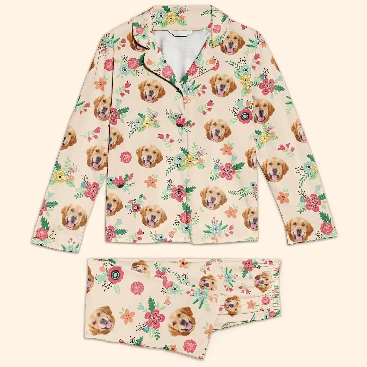 Custom Pet Face Flower - Personalized Photo Women's Pajamas Set- Ideal for You or as a Gift