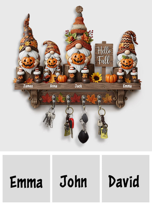 Hello Fall - Personalized Family Custom Shaped Key Rack