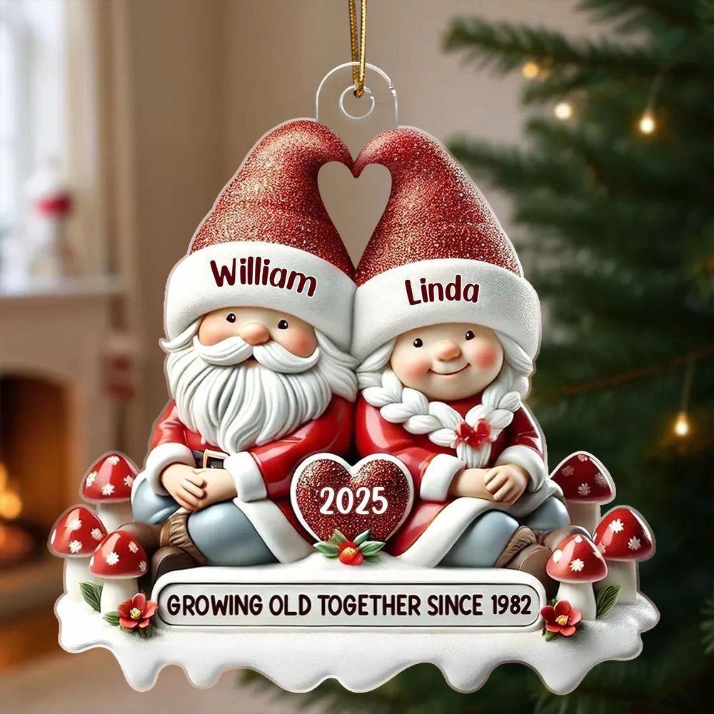 Santa Couple Acrylic Ornament with Heart - Festive Christmas Tree Decor, romantic keepsake, a unique creative gift for couples