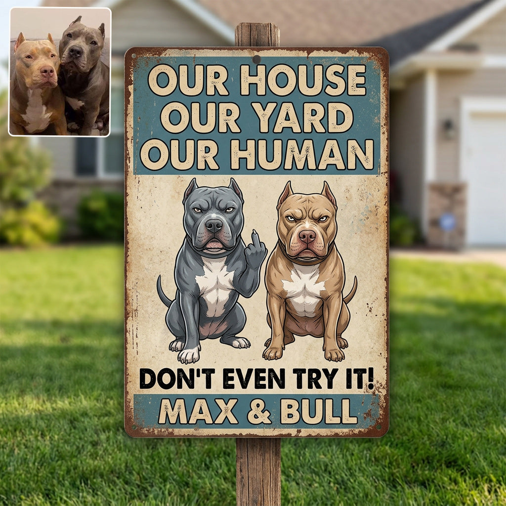 Funny Waring Sign For Pet Owner - Personalized Dog Rectangle Metal Sign