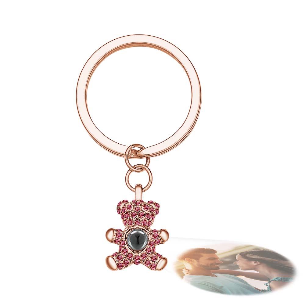 Custom Photo Bear Projection - gift for anyone, dog lover, cat lover, who lost a loved one - Personalized Keychain