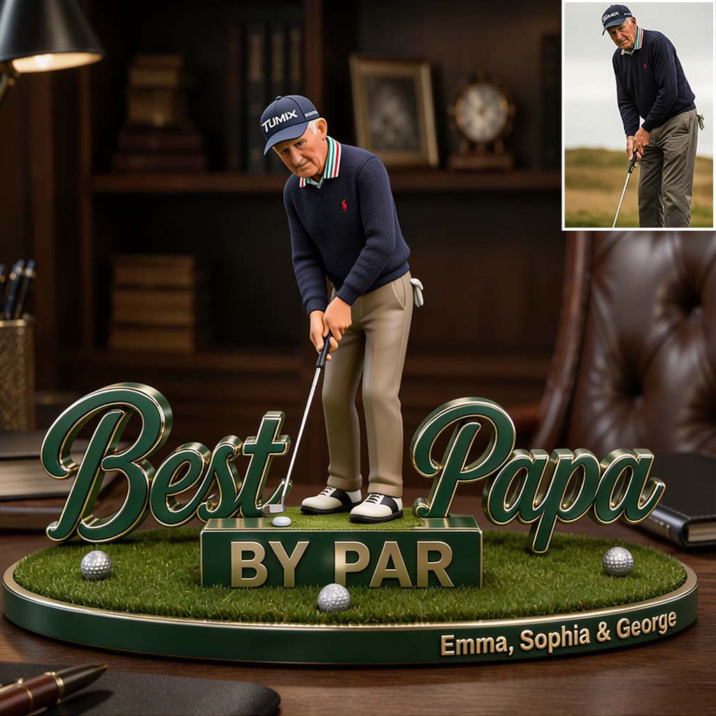 Custom Any Photo Best Dad/Grandpa/Uncle... By Par - Personalized Golf Custom Shaped Acrylic Plaque