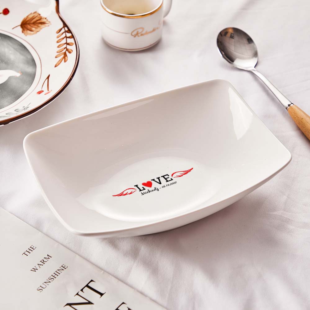 Name Engraved Tableware Plate Love Heart - gift for anyone, who lost a loved one - Personalized Plate