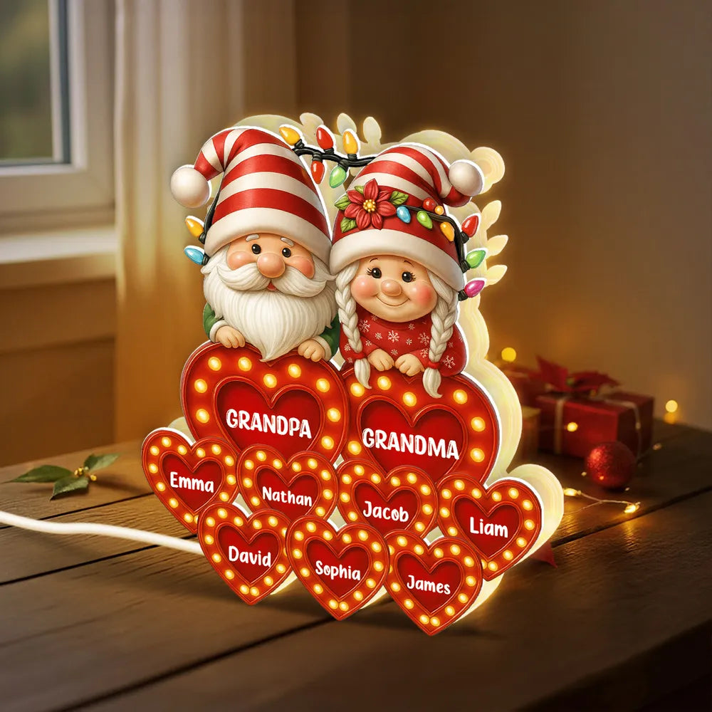 Grandparents Acrylic Light Box – Personalized Christmas Decoration with Grandkids’ Names, Clear and Collectible Gift