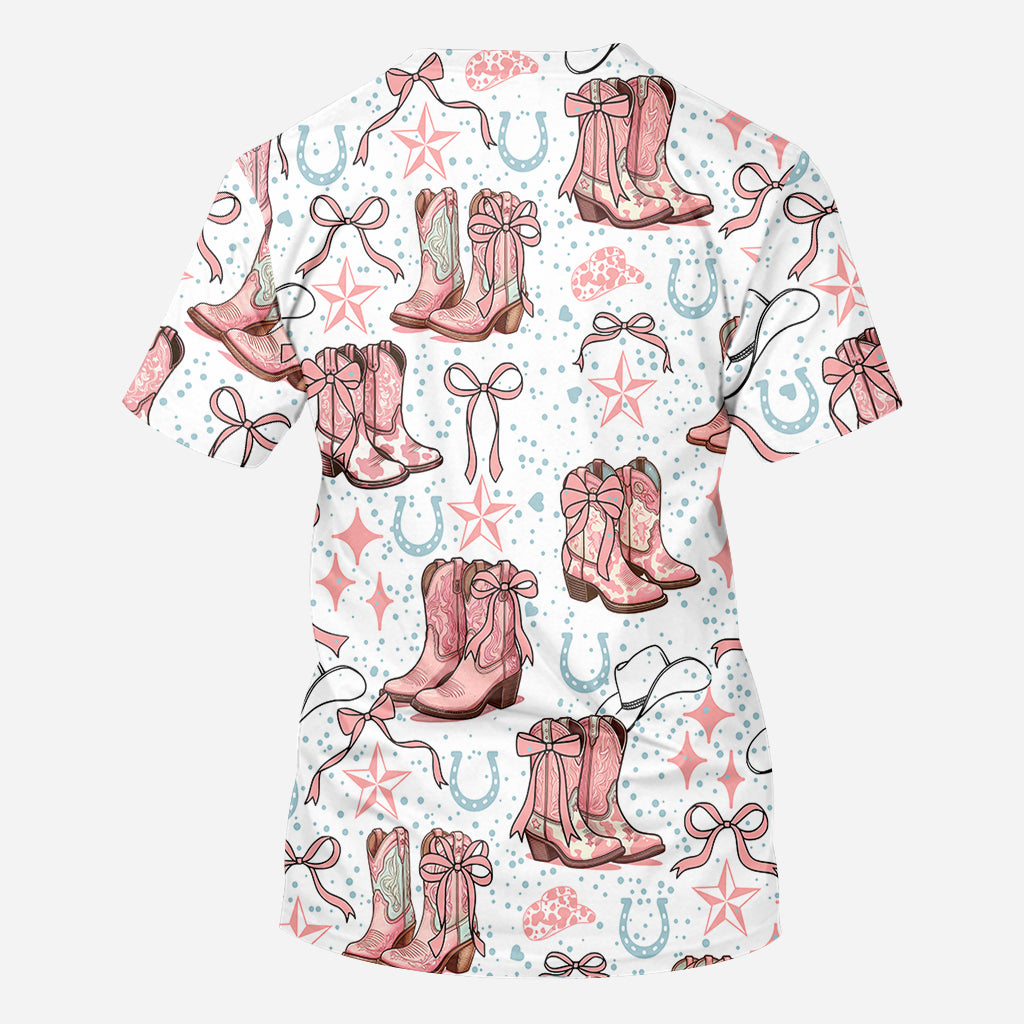 Coquette Cowgirl Boots and Bows - Personalized Cowgirl All Over Shirt