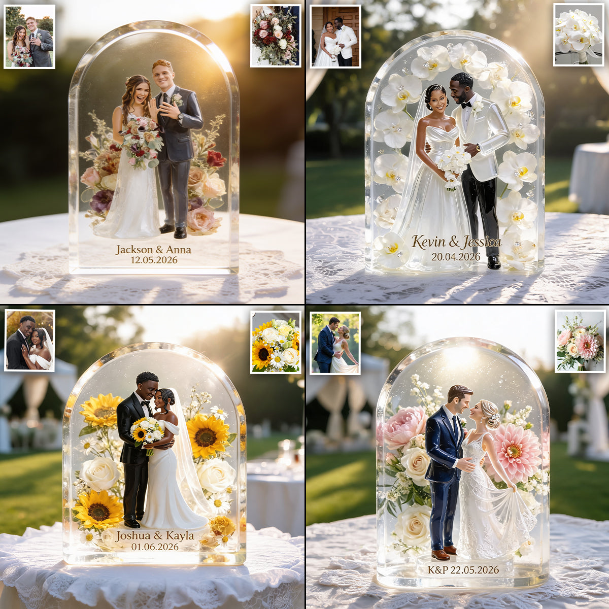 Eternal Bloom - Personalized wedding anniversary Custom Shaped Acrylic Plaque