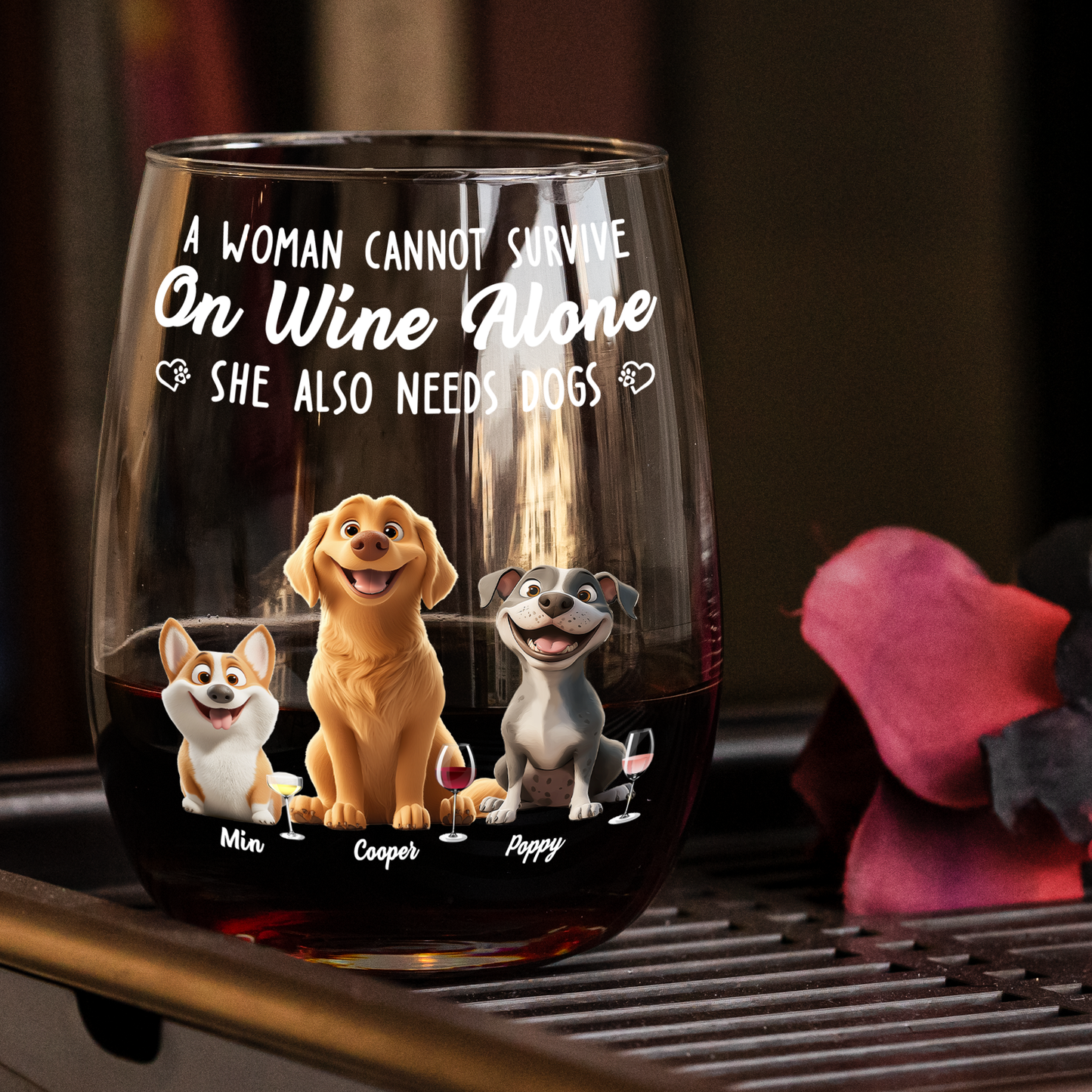 Personalized Dog Lover Wine Glass - Custom Cup Gift