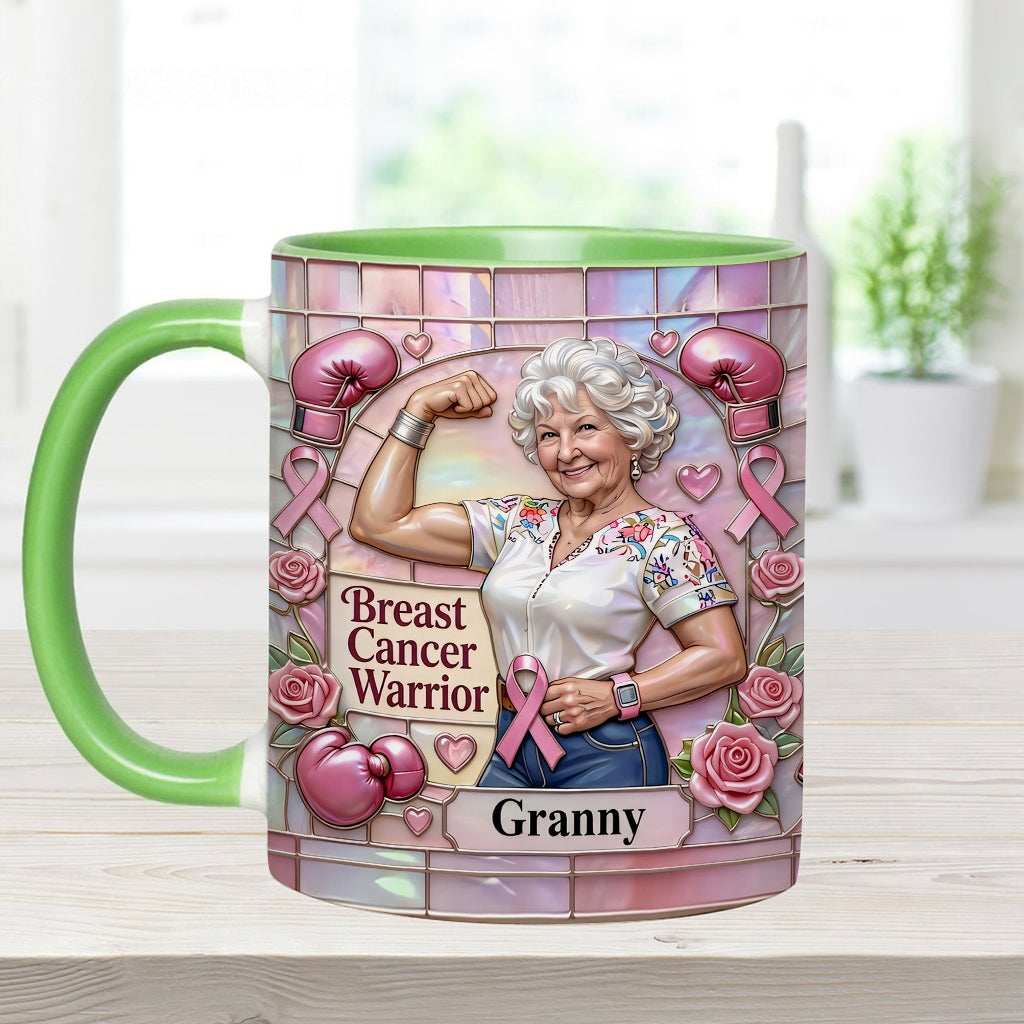 I'm A Warrior - Personalized Breast Cancer Awareness Accent Mug & Coaster