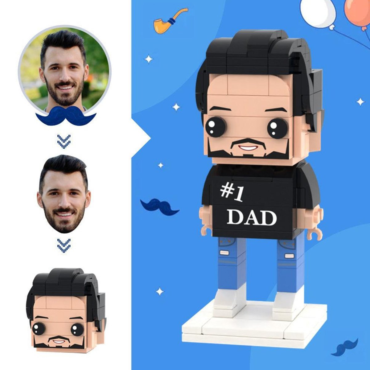 Any Photos - Personalized Father Photos Brick Figures