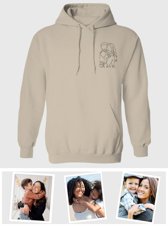 Custom Line Art - Personalized Aunt Embroidered Hoodie