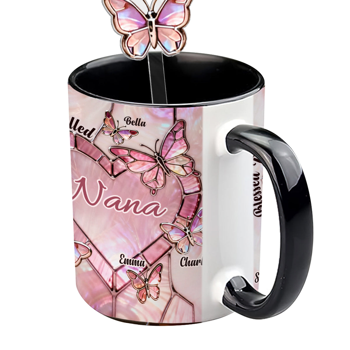 Blessed To Be Called Nana Mama Gigi Grandma - Personalized Grandma Set Accent Mug with Acrylic Stirrers