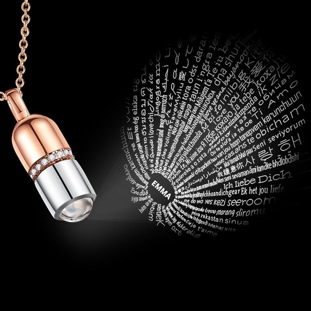 I Love You In Every Languages - Personalized Couple 100 Languages Photo Projection Necklace