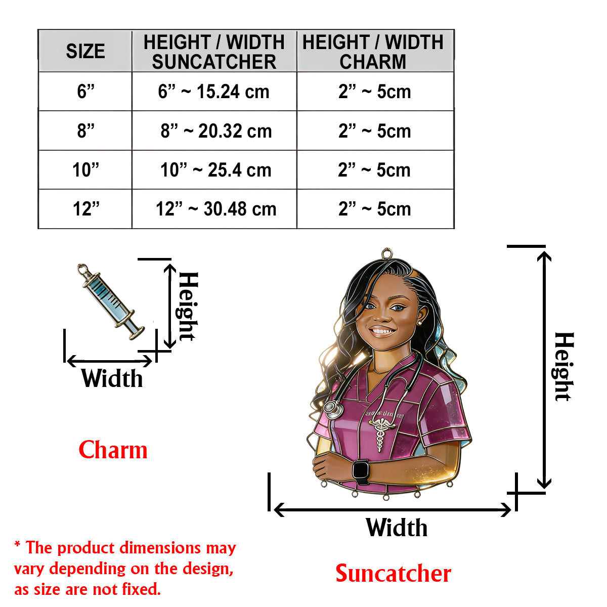 Gift For Nurse - Custom Any Photo - Personalized Nurse Window Hanging Suncatcher With Charms
