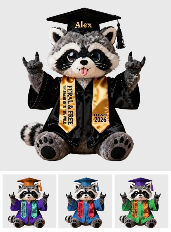 Graduation Raccoon - Personalized Graduation Premium Faux Fur Pillow