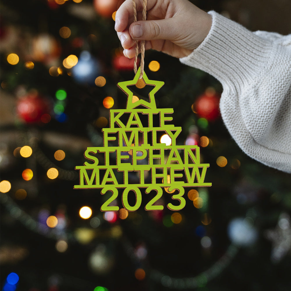 Any Name Christmas Tree - Personalized Family Any Name Christmas Tree Ornament