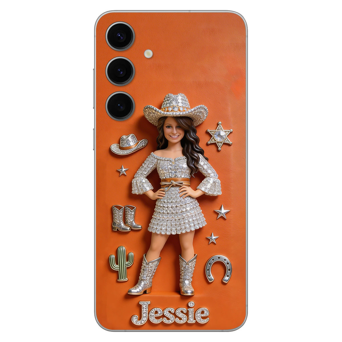 Cowgirl Spirit - Personalized Cowgirl 3D Embossed Leather Phone Case