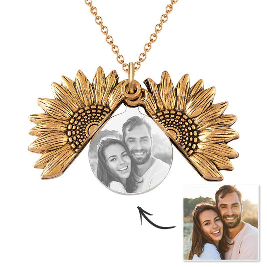 Any Photo Sunflower - Personalized Photo Necklaces Sunflower Locket