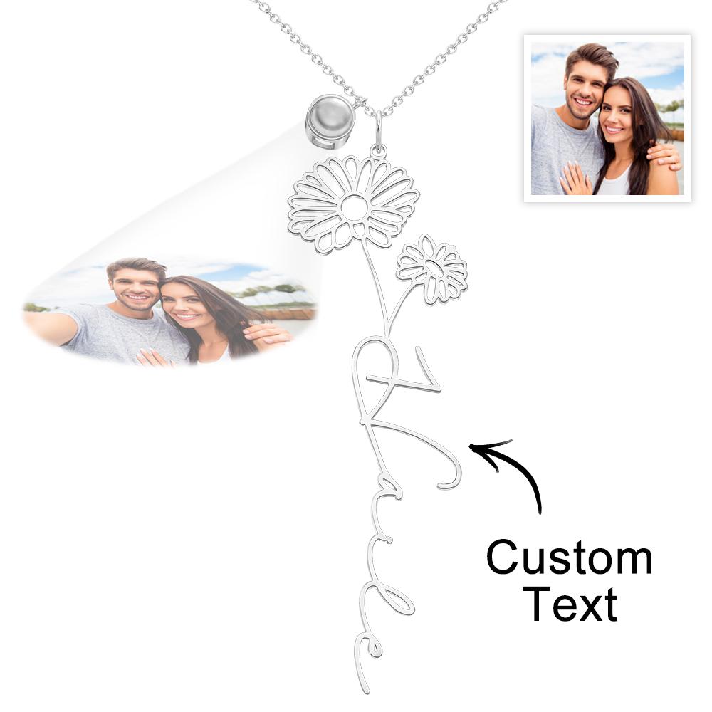Birth Flower Photo Projection Charm - gift for anyone, who lost a loved one - Personalized Birth Flower Photo Projection Charm