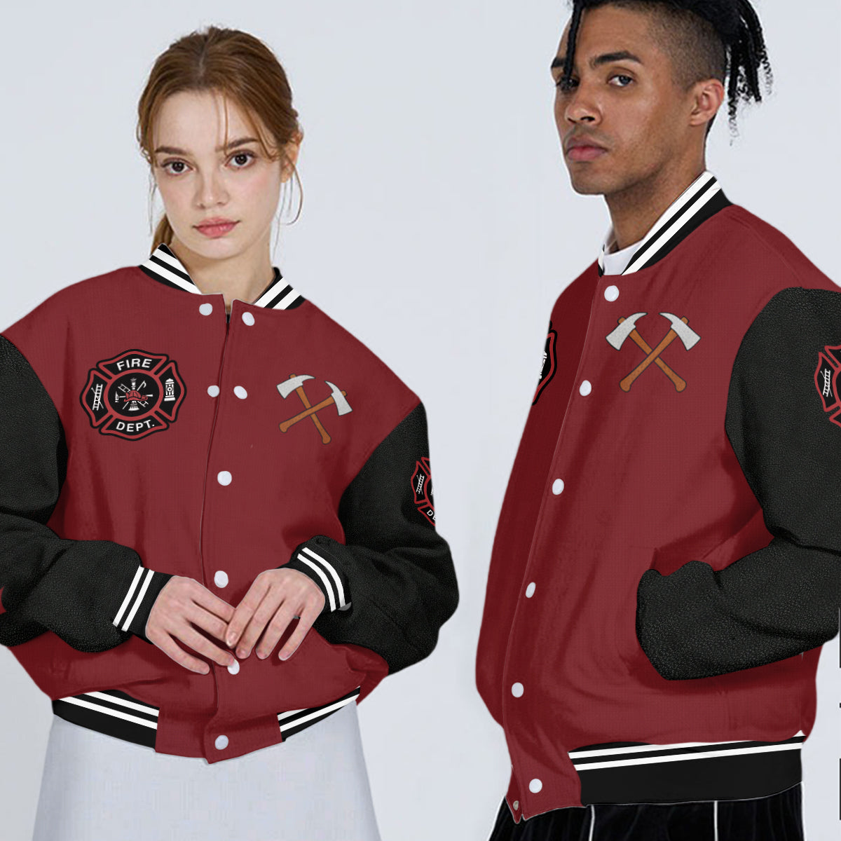 Custom Initial Jacket For Firefighter - Personalized Firefighter Varsity Jacket