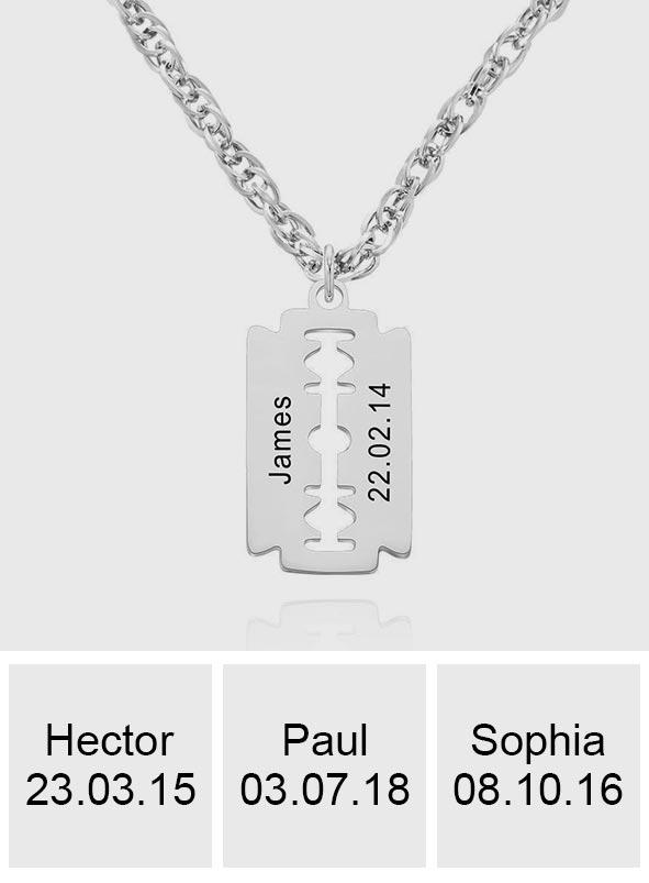 Funny Gift - Personalized Father Razor Blade Pendant
