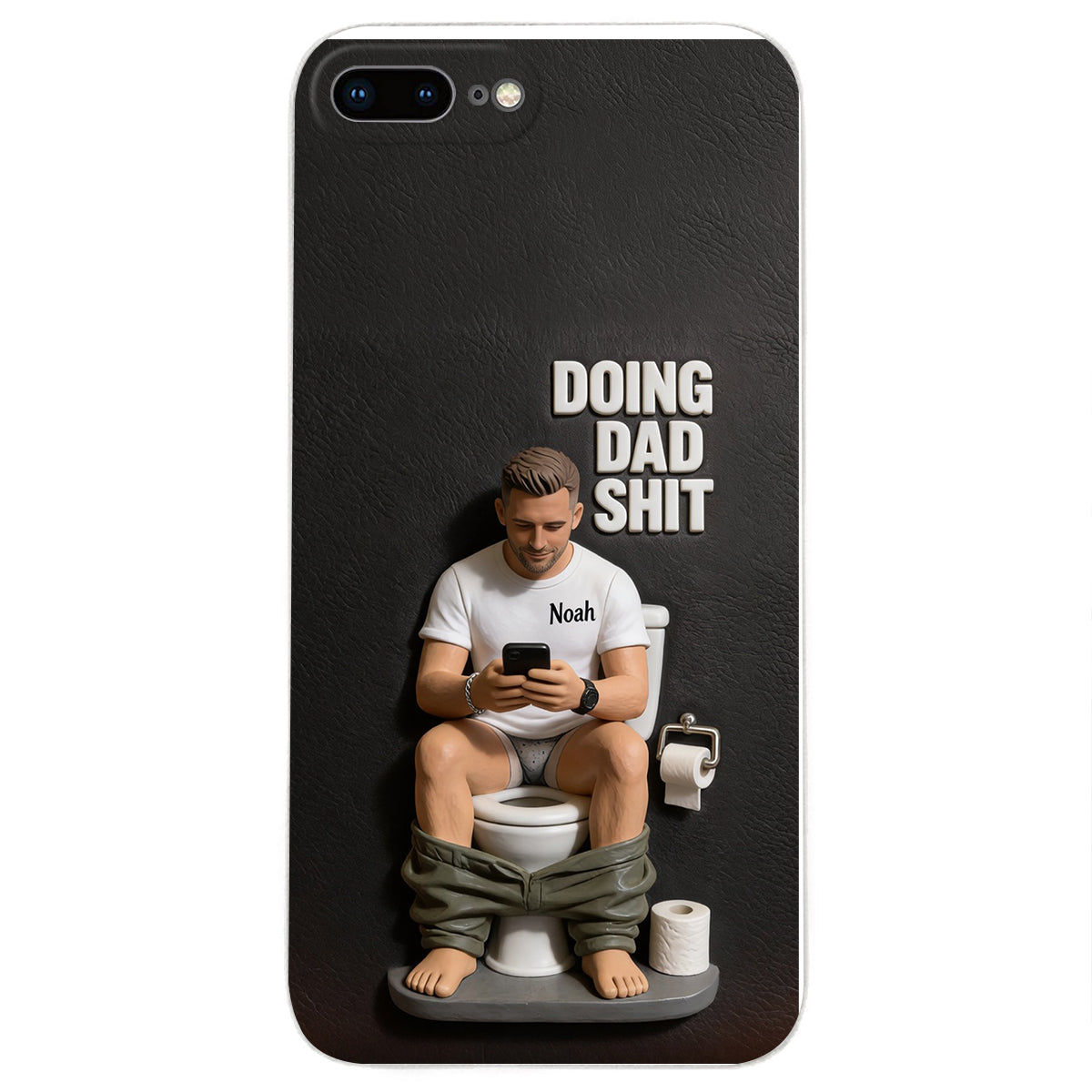 Doing Dad Shit - Personalized Father 3D Embossed Leather Phone Case