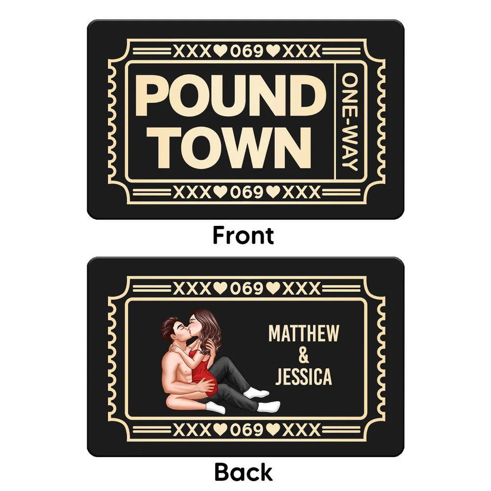 Personalized Pound Town Ticket Metal Wallet Card, Funny Couple Gift for Boyfriend or Husband, Slim Modern Keepsake