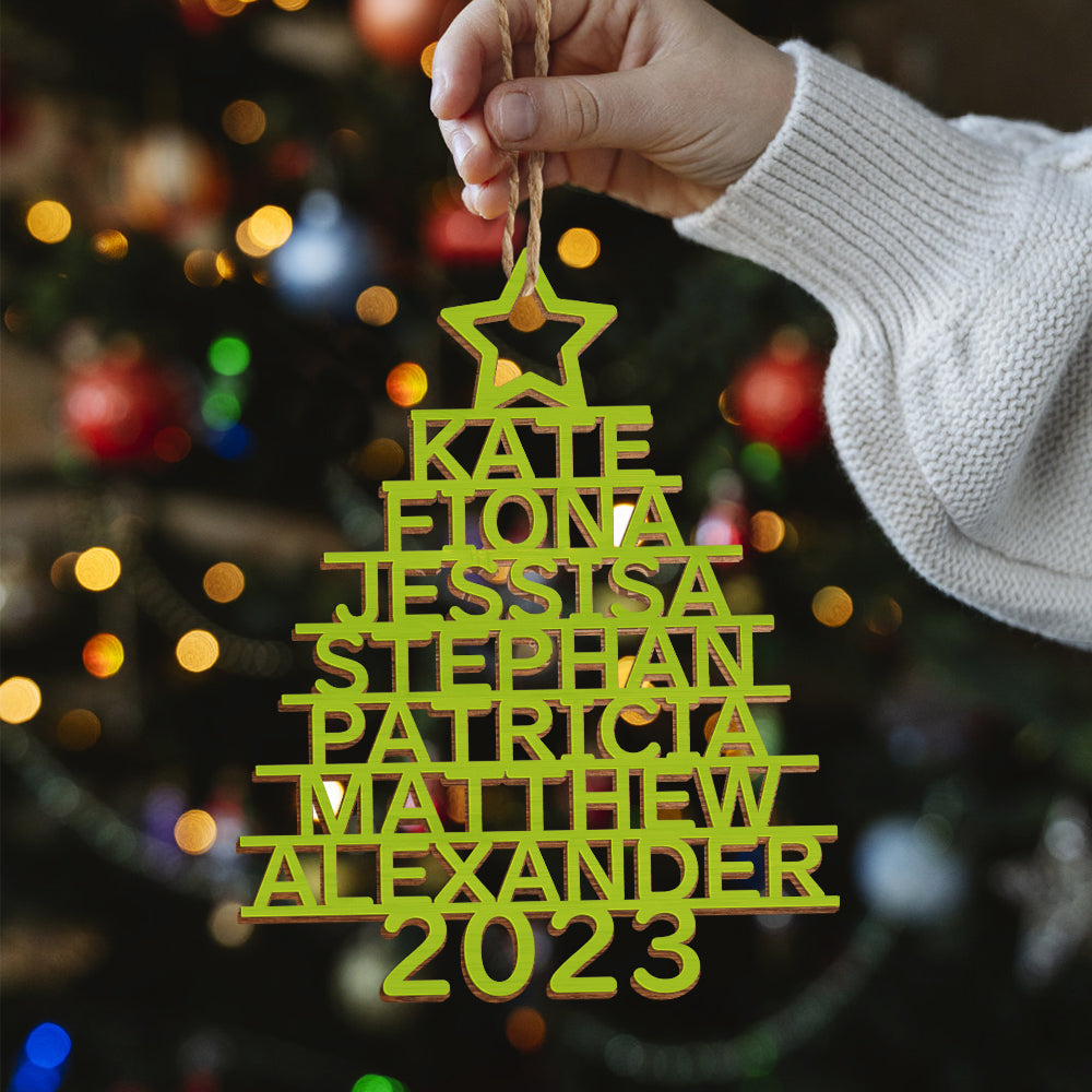Any Name Christmas Tree - Personalized Family Any Name Christmas Tree Ornament
