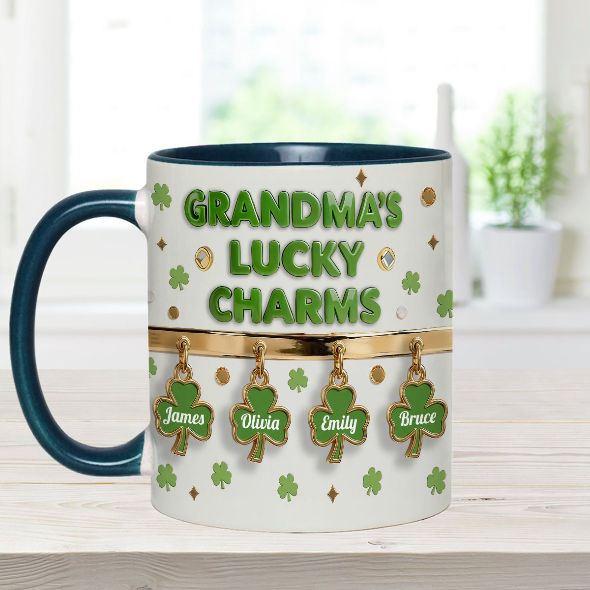 Grandma's Lucky Charms - Personalized Grandma Set Accent Mug With Acrylic Stirrers
