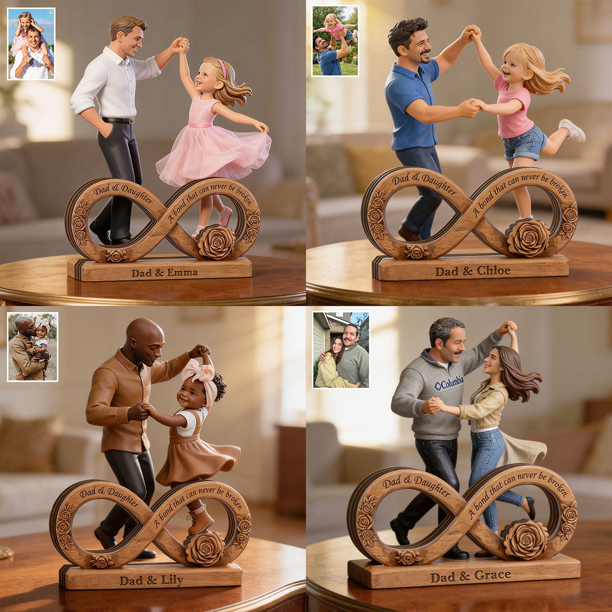 Custom Any Photo Dad & Daughter - Personalized Father Custom Shaped Wood Plaque
