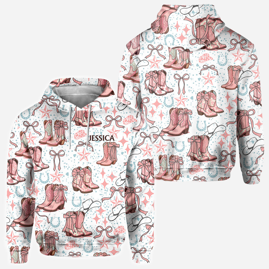 Coquette Cowgirl Boots and Bows - Personalized Cowgirl All Over Shirt