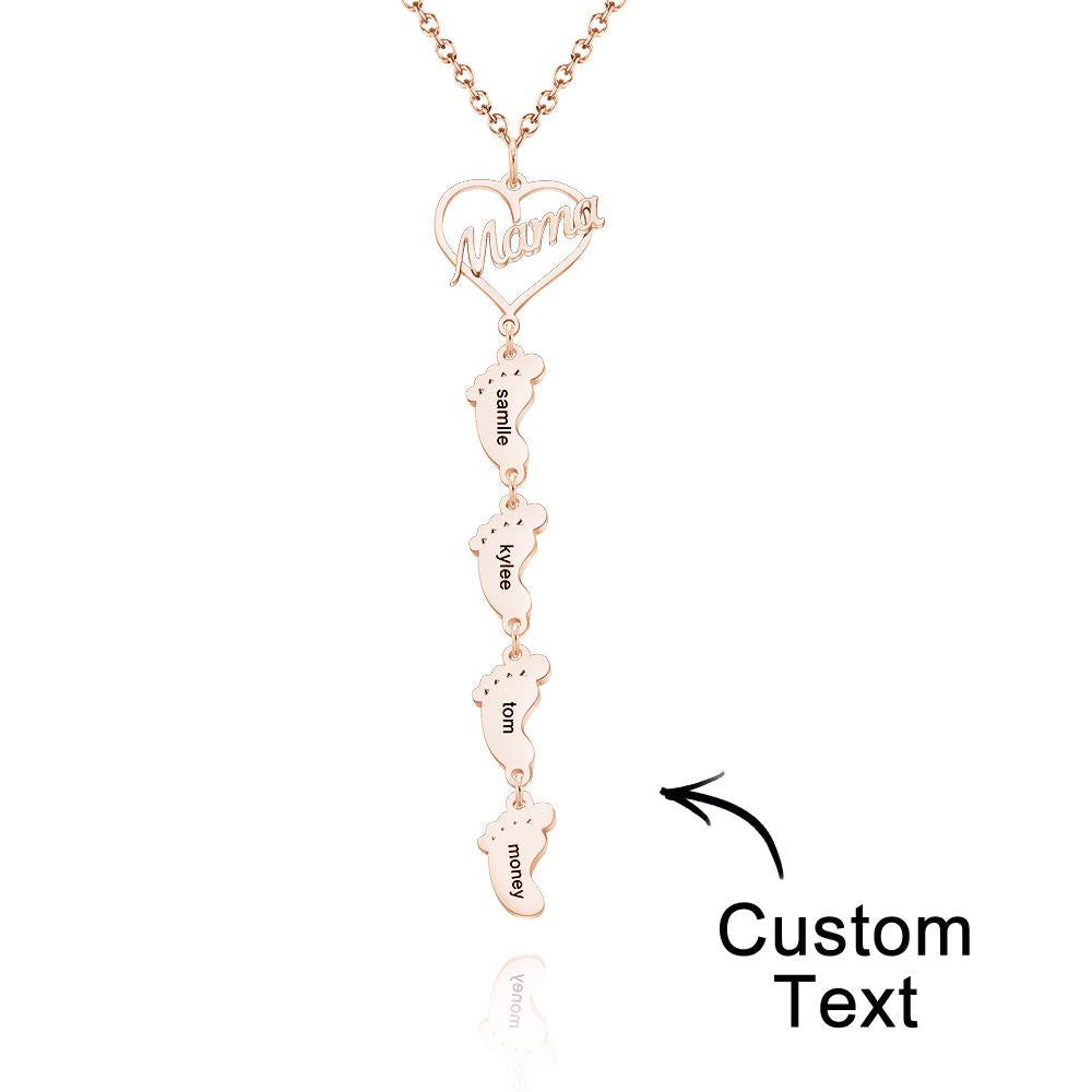 Heart Baby Feet Charm - Personalized Newborn Necklace