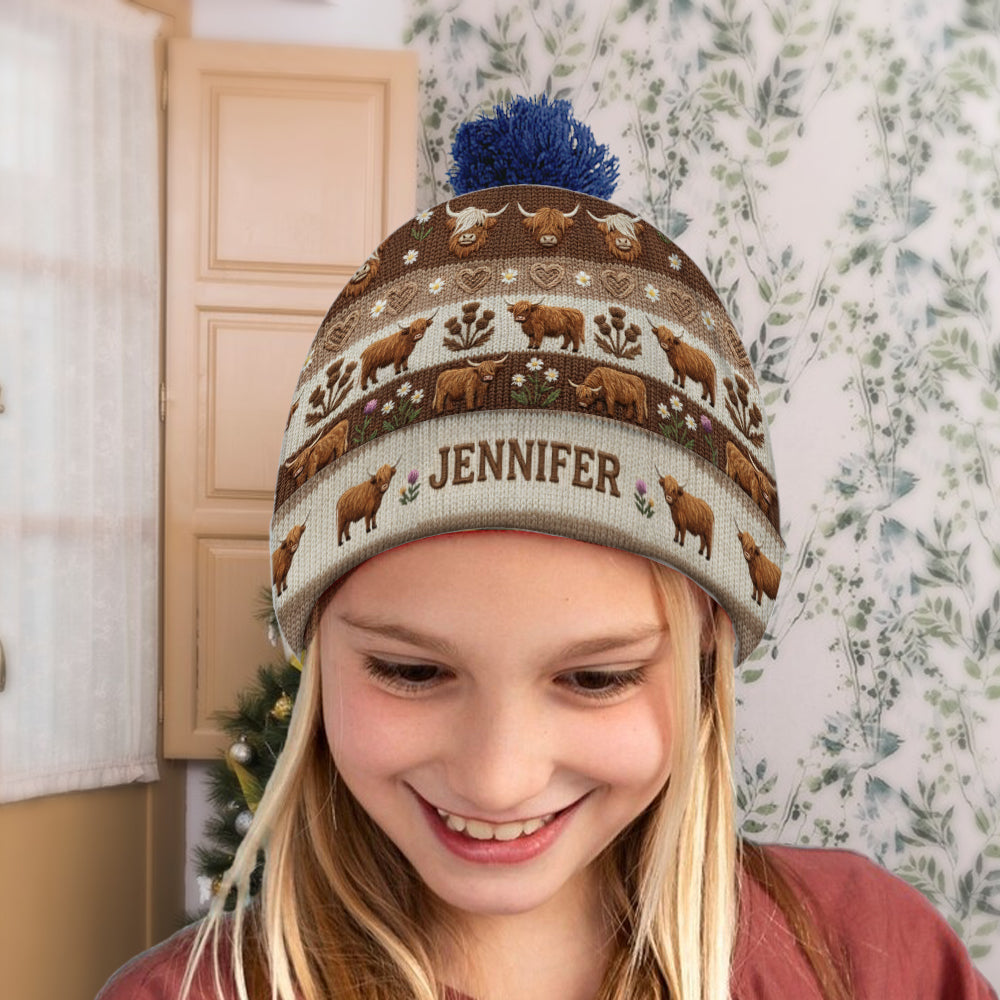 Farm Life - Personalized Highland Cow Beanie Hat