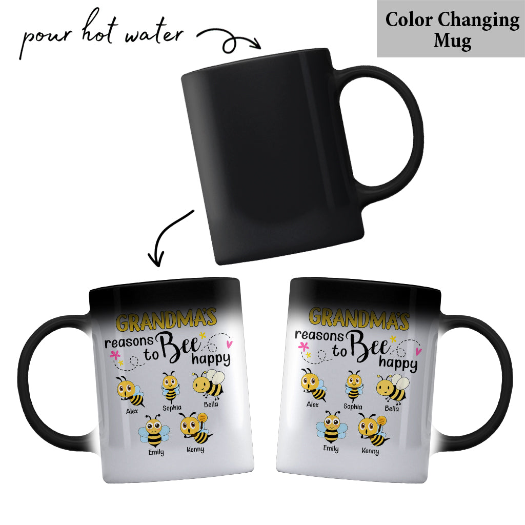 Grandma's Reasons To Bee Happy - Personalized Bee Mug