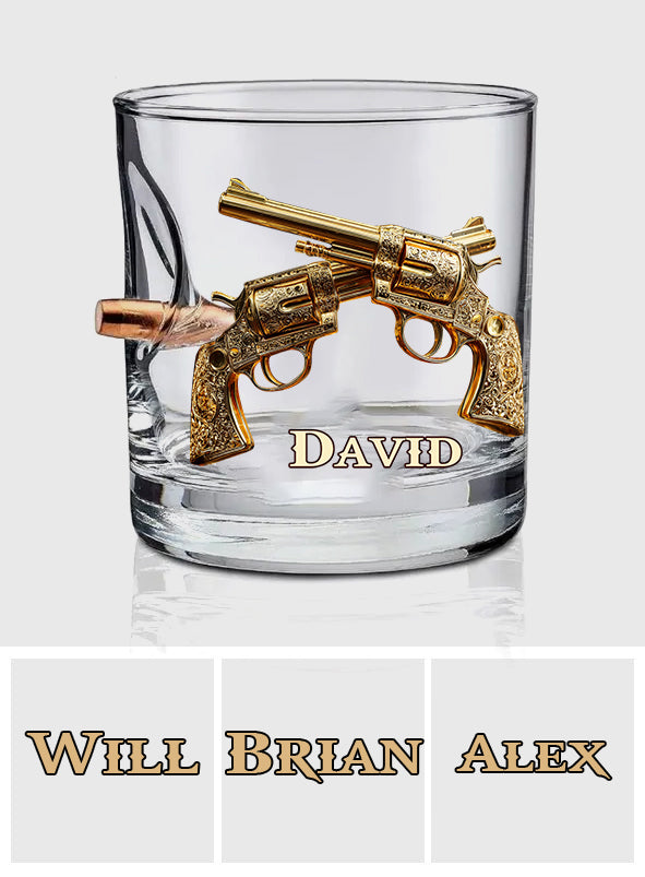 Crossed Pistols - Personalized Tactical Equipment Bullet Whiskey Glass