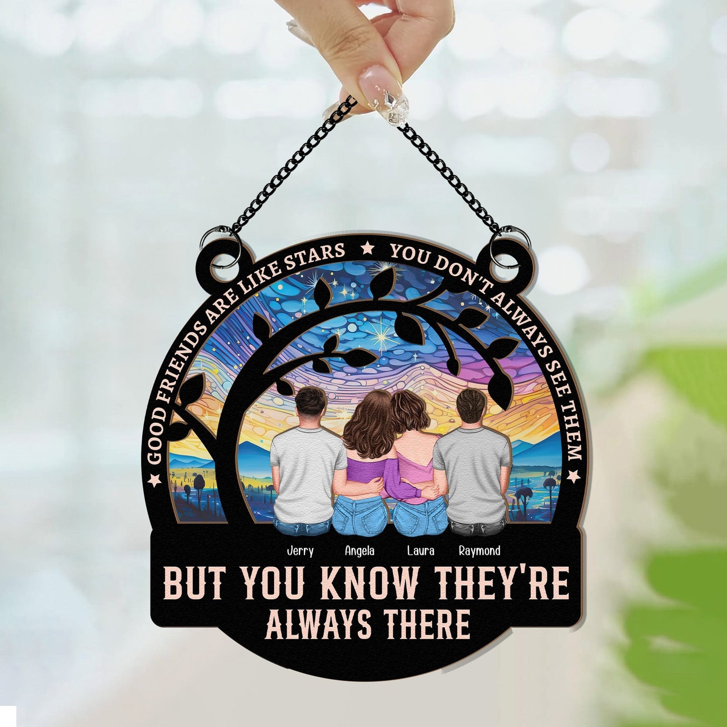 Good Friends Are Like Stars – Personalized Wood and Acrylic Layered Ornament, Gift for Best Friends