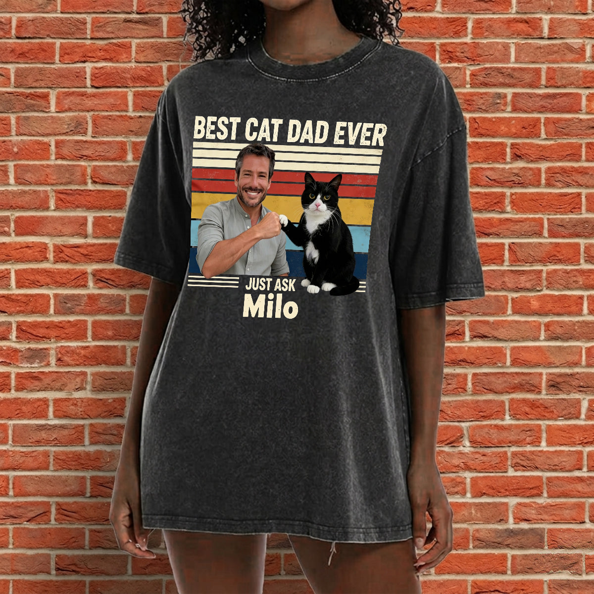 Best Cat Dad Ever - Personalized Cat Wash T-Shirt