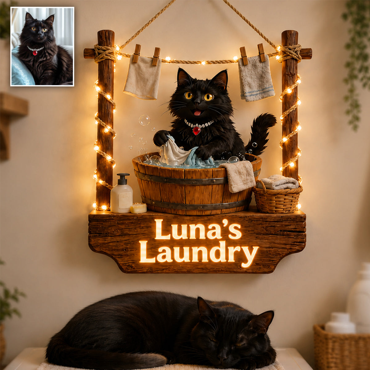 Laundry Boss - Personalized Cat LED Light Acrylic Sign