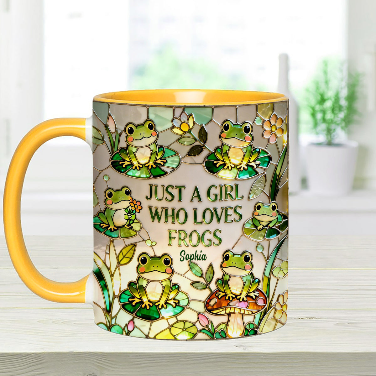 Just A Girl Who Loves Frogs - Personalized Frog Set Accent Mug with Acrylic Stirrers
