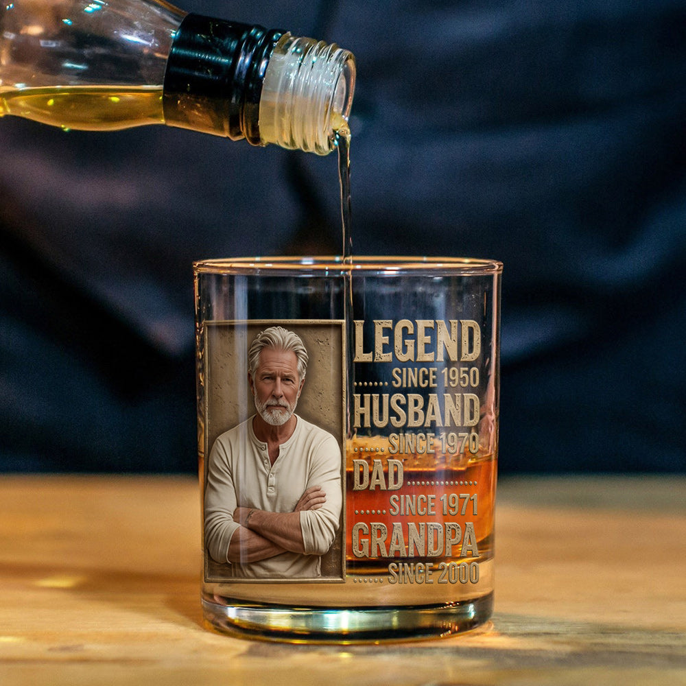 Legend Husband Dad Grandpa - Personalized Grandpa Whiskey Glass