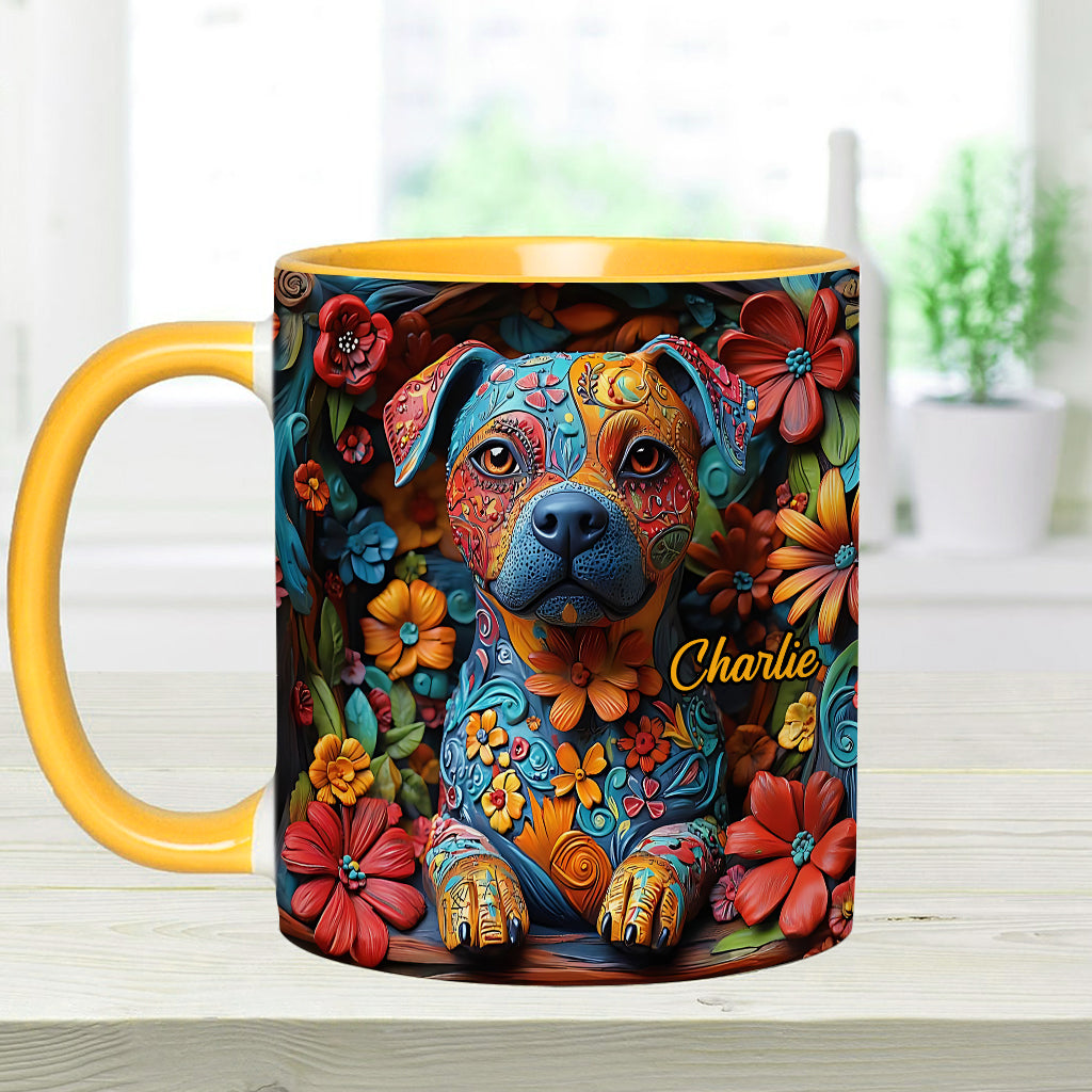 Colorful Pit Bull Dreams - Personalized Dog Accent Mug