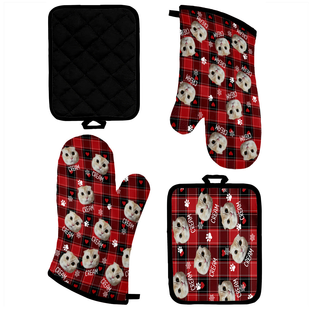 Custom Photo Pet Blanket - Gift for cat lovers, dog lover, cat lover - Personalized Oven Mitts & Pot Holder Set