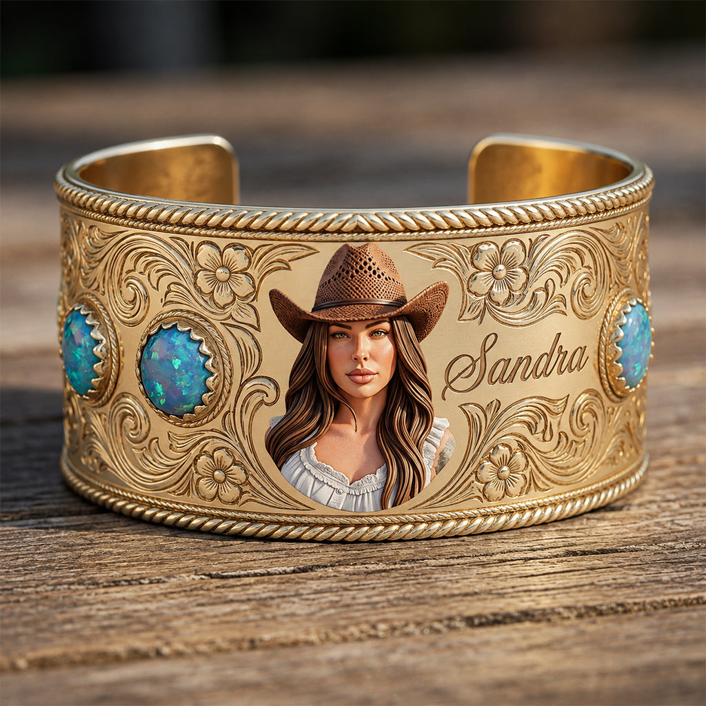 Cowgirl Must-Have - Personalized Cowgirl Shaped Cuff Bracelet