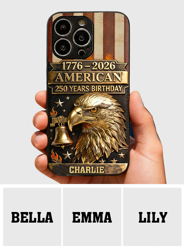 250th Anniversary - Personalized Bald Eagle Leather Phone Case
