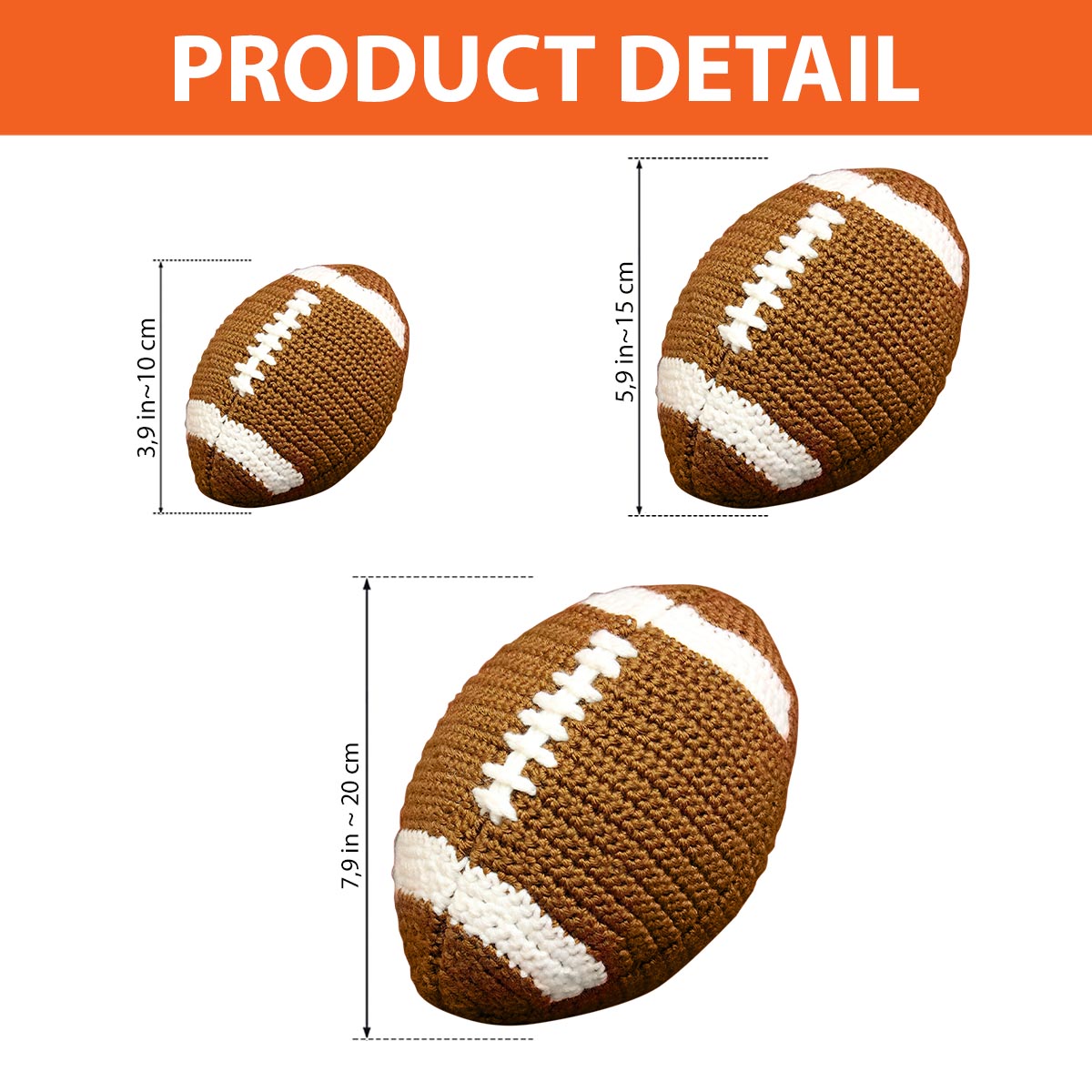Knitted American Football Ball - Football Hand Knitted Doll