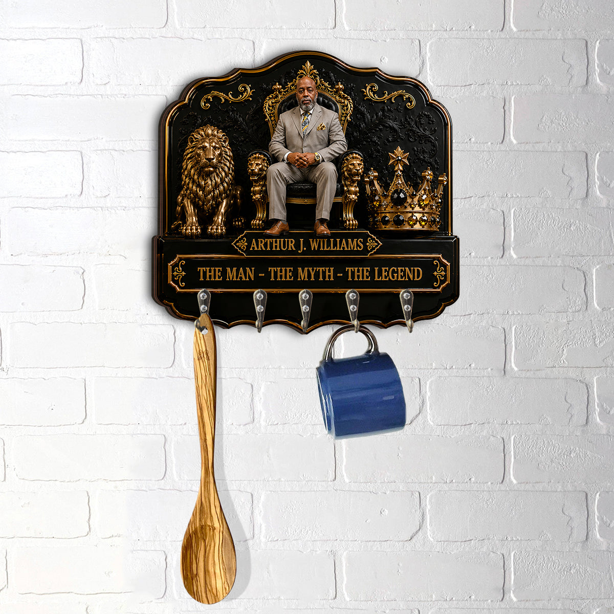 Any Photo The King - Personalized African American Custom Shaped Hanging Rack