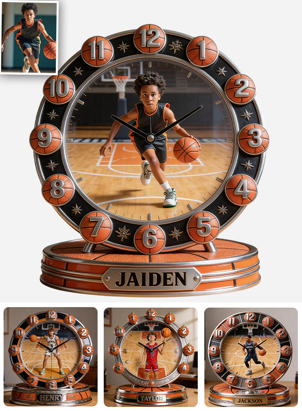 Custom Any Title Love Basketball - Personalized Basketball Desk Clock Plaque
