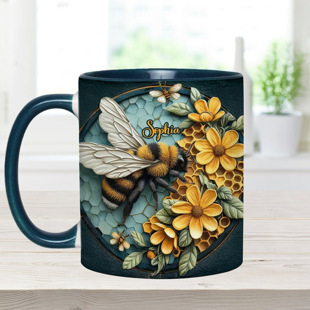 Bee And Honeycomb - Personalized Bee Accent Mug